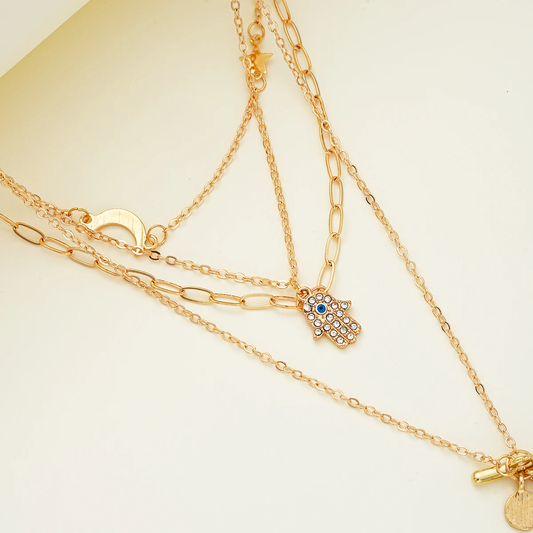 BohoLuxe™  com Toque Dourado: O Conjunto de Colares Que Eleva Qualquer Look!